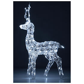 Lighted reindeer, h 110 cm, crystal-effect wire, 160 cold LED lights, indoor/outdoor