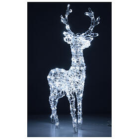 Lighted reindeer, h 110 cm, crystal-effect wire, 160 cold LED lights, indoor/outdoor