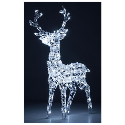 Lighted reindeer, h 110 cm, crystal-effect wire, 160 cold LED lights, indoor/outdoor 3