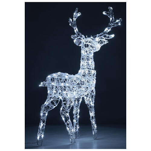 Lighted reindeer, h 110 cm, crystal-effect wire, 160 cold LED lights, indoor/outdoor 5