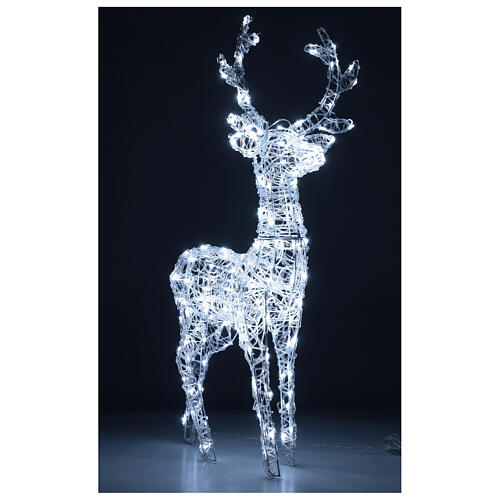 Renne lumineux h 110 cm fil cristal 160 lumières LED blanc froid intérieur/extérieur 2