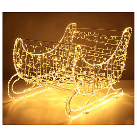 Christmas sleigh with warm white LED tube and lights, 32 in, for outdoor