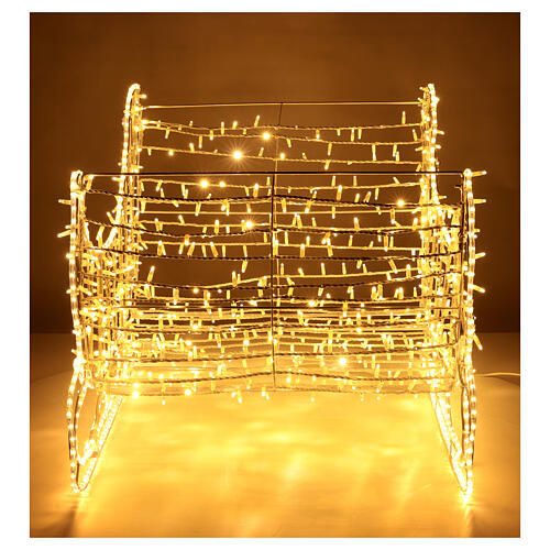 Christmas sleigh with warm white LED tube and lights, 32 in, for outdoor 6
