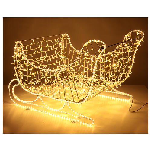 Traîneau de Noël tube LED et guirlande lumineuse blanc chaud h 80 cm EXTÉRIEUR 4