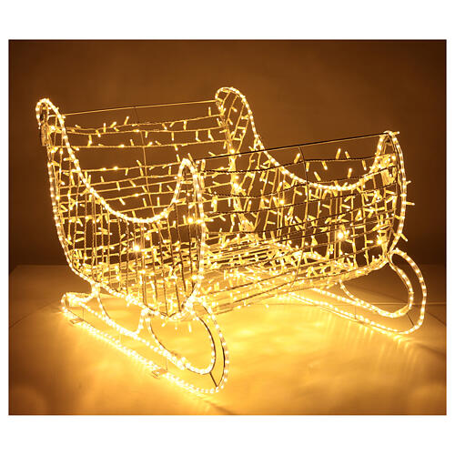 Traîneau de Noël tube LED et guirlande lumineuse blanc chaud h 80 cm EXTÉRIEUR 7