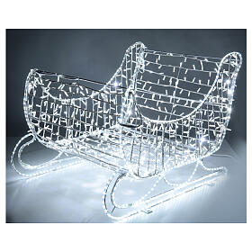 Christmas sleigh with cold white LED tube and lights, 32 in, for outdoorChristmas sleigh with cold white LED tube and lights, 32 in, for outdoor