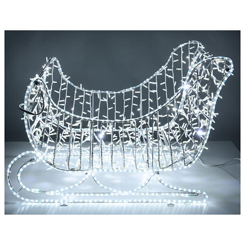 Christmas sleigh with cold white LED tube and lights, 32 in, for outdoorChristmas sleigh with cold white LED tube and lights, 32 in, for outdoor 1