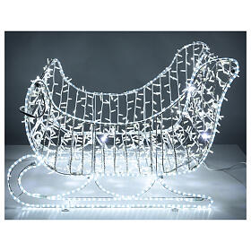 Traîneau de Noël tube LED et guirlande lumineuse blanc froid h 80 cm EXTÉRIEUR