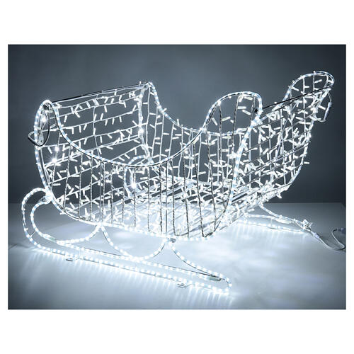 Traîneau de Noël tube LED et guirlande lumineuse blanc froid h 80 cm EXTÉRIEUR 4