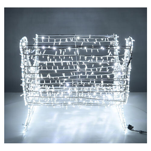 Traîneau de Noël tube LED et guirlande lumineuse blanc froid h 80 cm EXTÉRIEUR 5