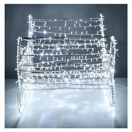 Traîneau de Noël tube LED et guirlande lumineuse blanc froid h 80 cm EXTÉRIEUR 6