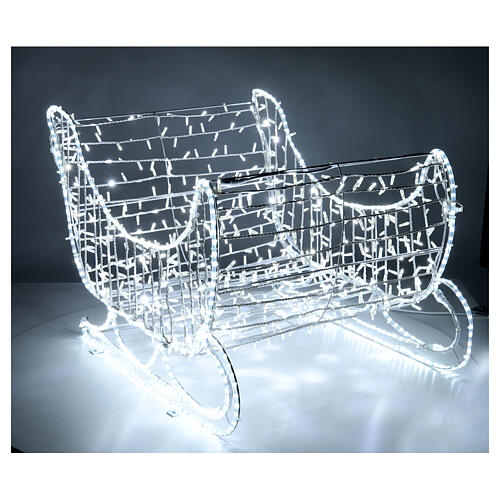 Traîneau de Noël tube LED et guirlande lumineuse blanc froid h 80 cm EXTÉRIEUR 7