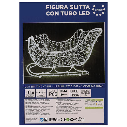 Slitta Natalizia tubo led lucciolone bianco ghiaccio h 80 cm esterno 11