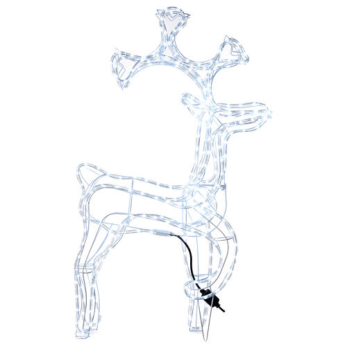Weihnachtliches Rentier mit gebogenem Bein kaltweiße LEDs Außenbereich, 100 cm 3