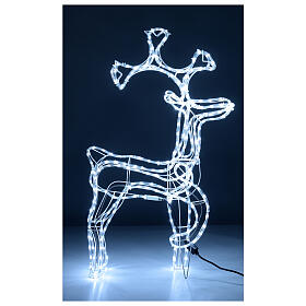 Christmas reindeer with one leg bent up, cold white LED tube, 38 in, for outdoor