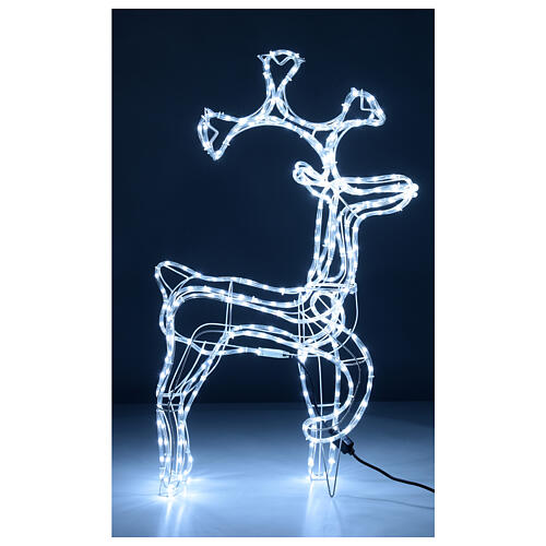 Rena de pé luminosa Natal tubo luz LED branca fria 97 cm para exterior 1