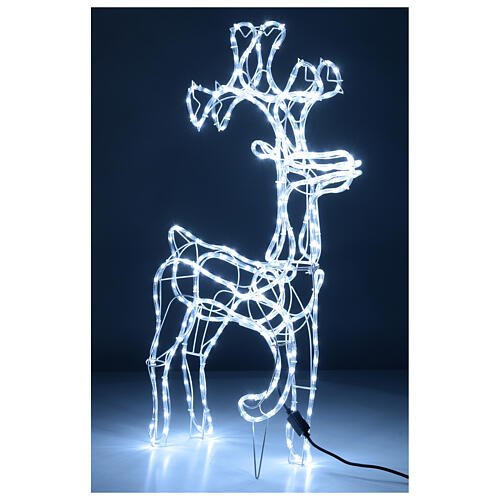 Rena de pé luminosa Natal tubo luz LED branca fria 97 cm para exterior 4