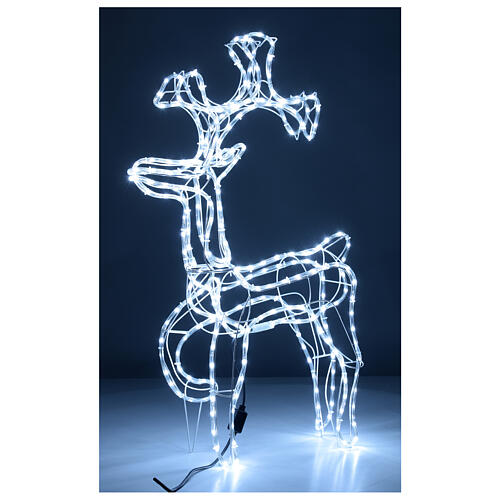 Rena de pé luminosa Natal tubo luz LED branca fria 97 cm para exterior 5