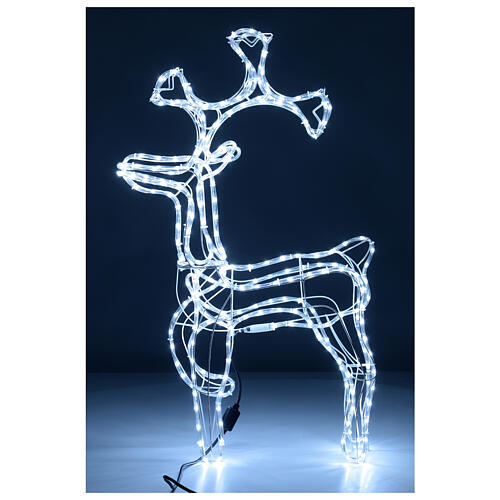 Rena de pé luminosa Natal tubo luz LED branca fria 97 cm para exterior 6