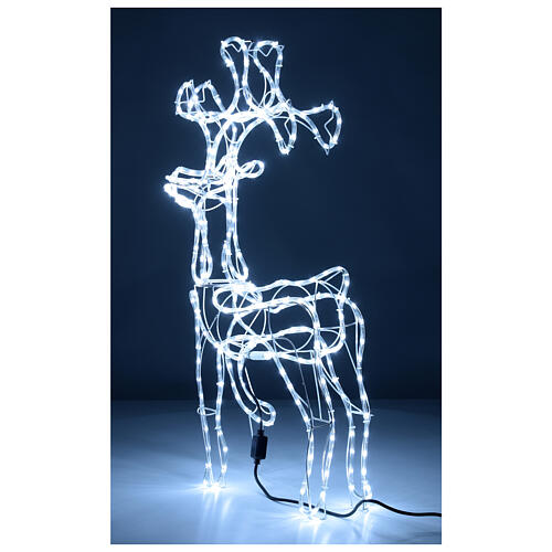 Rena de pé luminosa Natal tubo luz LED branca fria 97 cm para exterior 7