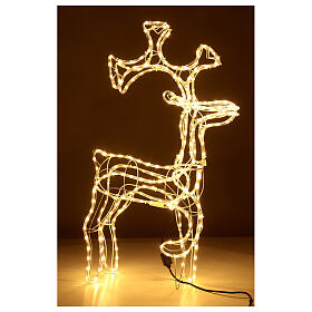 Christmas reindeer standing, warm white LED tube, 38 in, for outdoor