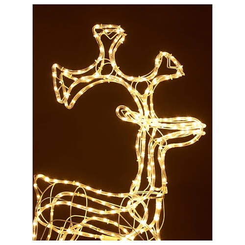 Reno Navideño de pie tubo led blanco cálido h 100 cm exterior 3