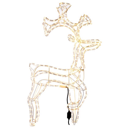 Reno Navideño de pie tubo led blanco cálido h 100 cm exterior 4