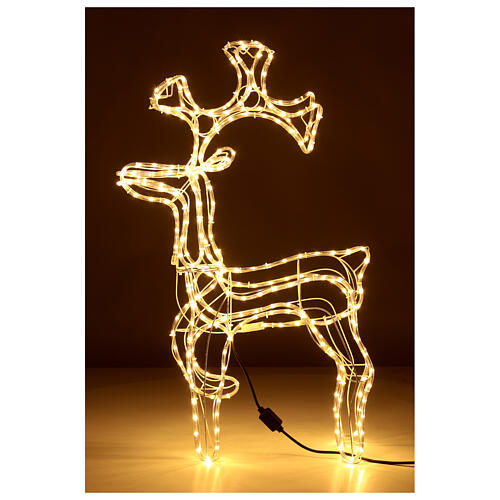 Reno Navideño de pie tubo led blanco cálido h 100 cm exterior 6