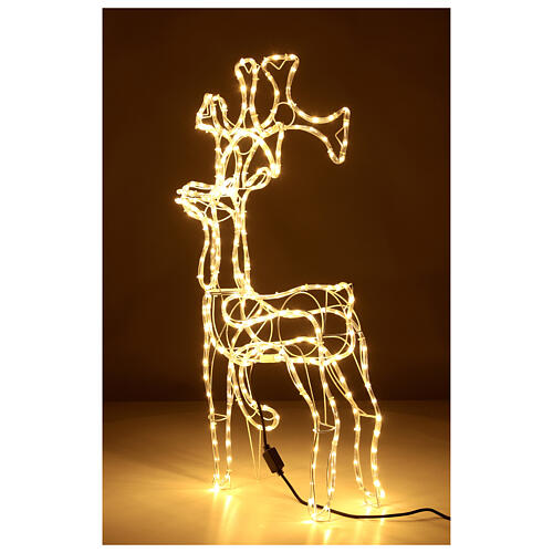 Reno Navideño de pie tubo led blanco cálido h 100 cm exterior 7
