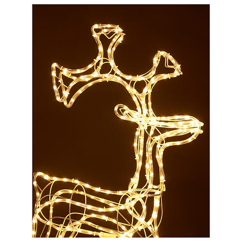 Rena de pé luminosa Natal tubo luz LED branca quente 97 cm para exterior 2