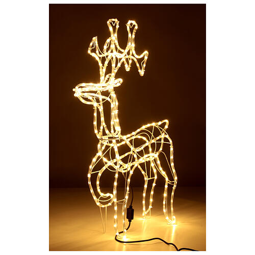 Rena de pé luminosa Natal tubo luz LED branca quente 97 cm para exterior 4