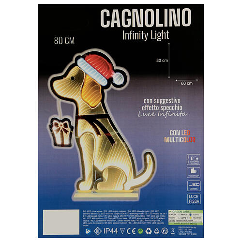 Infinity Light Christmas dog with multicoloured LEDs, INDOOR/OUTDOOR, 30x25 in 6