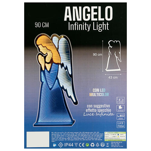 Engel mit mehrfarbigen LEDs Infinity-Lichter Innen- und Außenbereich, 90x45 cm 7