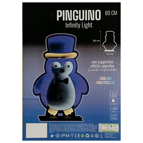 Pinguin mit mehrfarbigen LEDs Infinity-Lichter Innen- und Außenbereich, 80x55 cm 5