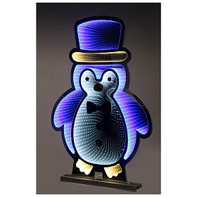 Infinity Light Christmas penguin with multicoloured LEDs, INDOOR/OUTDOOR, 30x20 in
