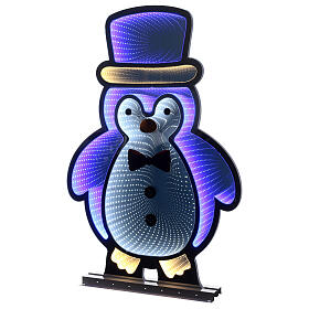 Infinity Light Christmas penguin with multicoloured LEDs, INDOOR/OUTDOOR, 30x20 in