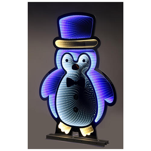 Infinity Light Christmas penguin with multicoloured LEDs, INDOOR/OUTDOOR, 30x20 in 1