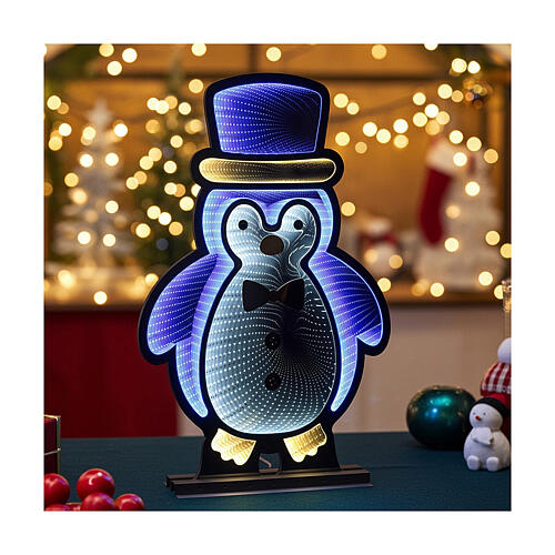 Infinity Light Christmas penguin with multicoloured LEDs, INDOOR/OUTDOOR, 30x20 in 2