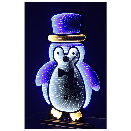 Infinity Light pingouin LEDs multicolores int/ext 80x55 cm 3