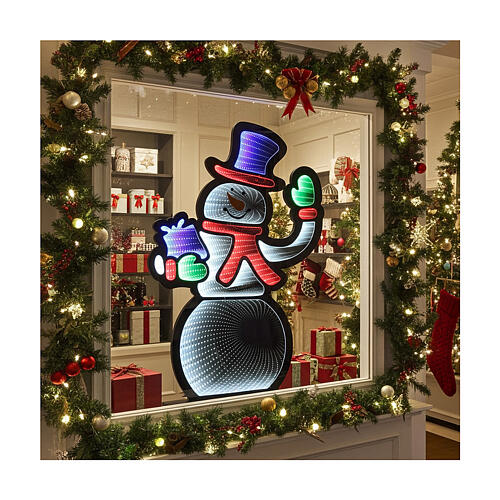 Schneemann mit mehrfarbigen LEDs Infinity-Lichter Innen- und Außenbereich, 75x55 cm 2