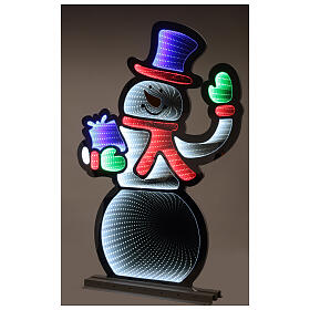 Infinity Light Christmas snowman with multicoloured LEDs, INDOOR/OUTDOOR, 35x20 in