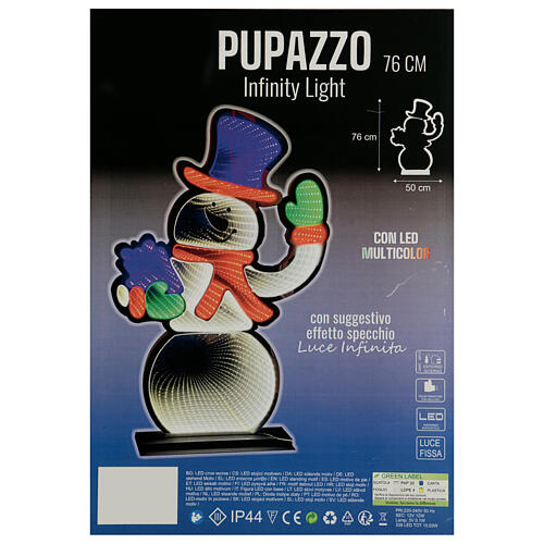 Infinity Light Christmas snowman with multicoloured LEDs, INDOOR/OUTDOOR, 35x20 in 6