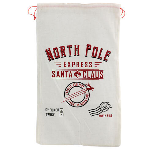 Santa Claus' gift bag, white fabric, 29x17 in 1