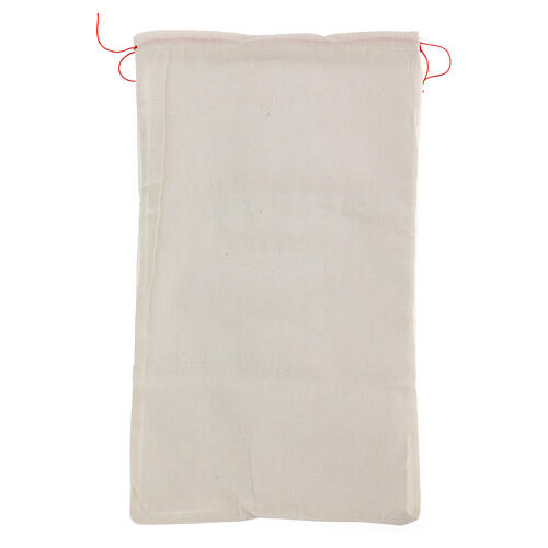 Worek na prezenty z tkaniny, biały, udekorowany, 75x45 cm 4