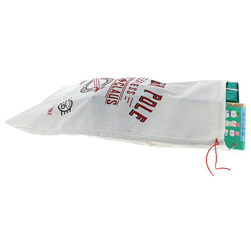 Saco para presentes tecido decorado branco 75x45 cm 3