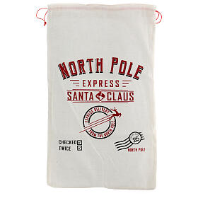 Santa gift bag white decorated fabric 75x45cm