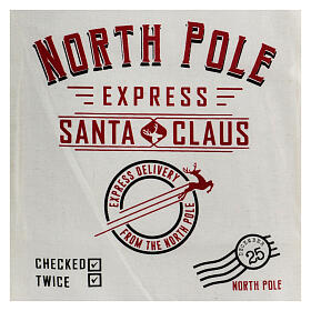 Santa gift bag white decorated fabric 75x45cm