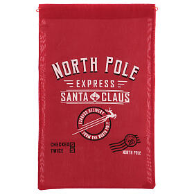 Santa Claus' gift bag, red fabric, 29x17 in
