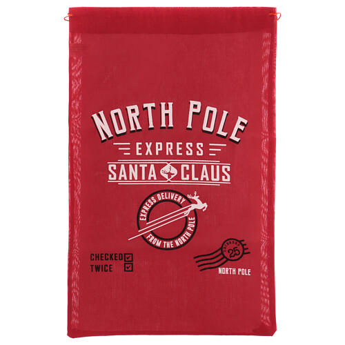 Santa Claus' gift bag, red fabric, 29x17 in 1