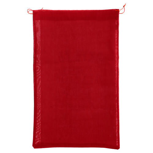 Sac cadeaux en tissu rouge décoré 75x45 cm 4
